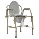 Dynarex Drop-Arm Folding Commode - Steel